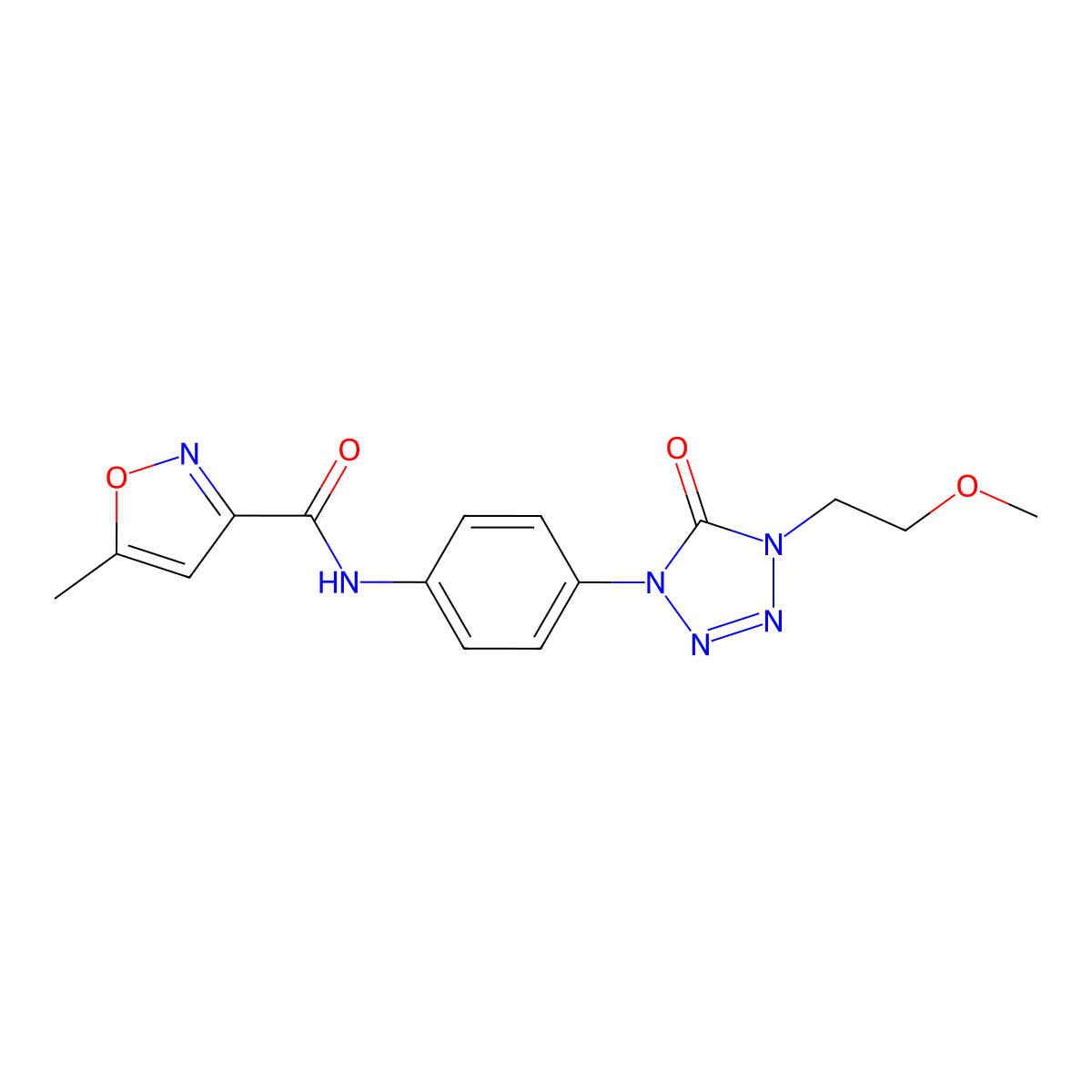 N-(4-(4-(2-methoxyethyl)-5-oxo-4,5-dihydro-1H-tetrazol-1-yl)phenyl)-5-methylisoxazole-3-carboxamide molecular structure, CAS 1396881-10-9