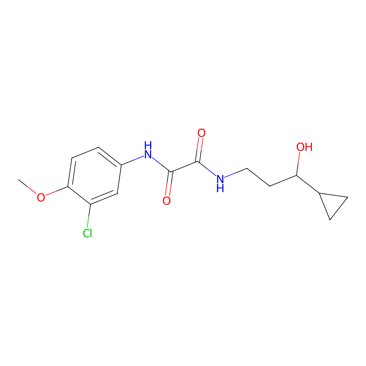 N1-(3-chloro-4-methoxyphenyl)-N2-(3-cyclopropyl-3-hydroxypropyl)oxalamide molecular structure, CAS 1396881-14-3