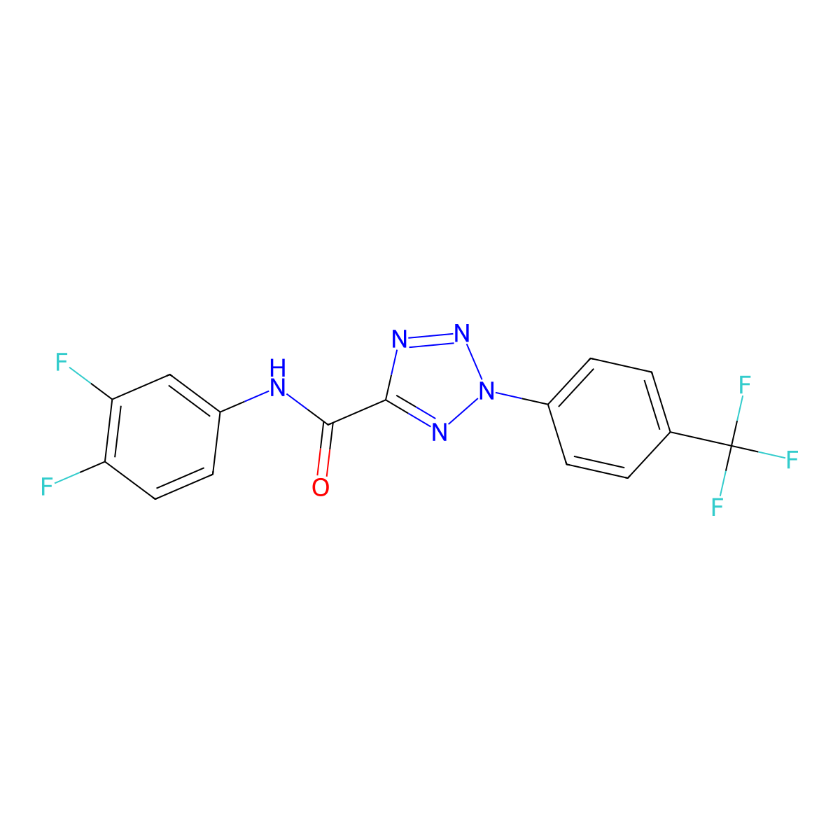 N-(3,4-difluorophenyl)-2-(4-(trifluoromethyl)phenyl)-2H-tetrazole-5-carboxamide molecular structure, CAS 1396881-23-4