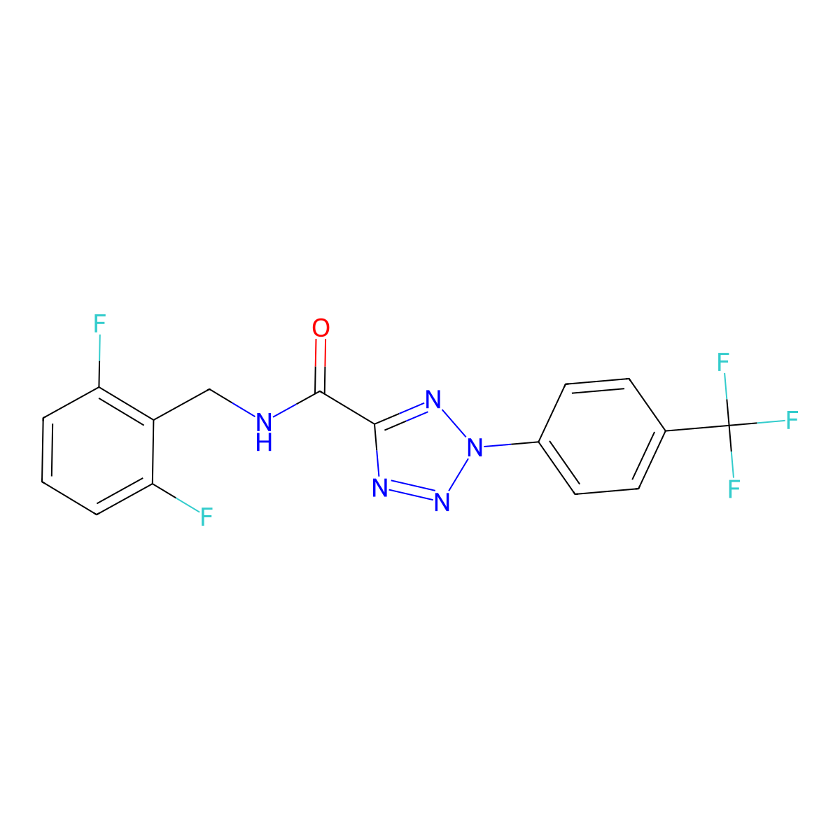 N-(2,6-difluorobenzyl)-2-(4-(trifluoromethyl)phenyl)-2H-tetrazole-5-carboxamide molecular structure, CAS 1396881-29-0