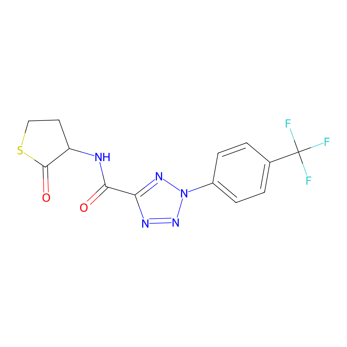 N-(2-oxotetrahydrothiophen-3-yl)-2-(4-(trifluoromethyl)phenyl)-2H-tetrazole-5-carboxamide molecular structure, CAS 1396881-35-8
