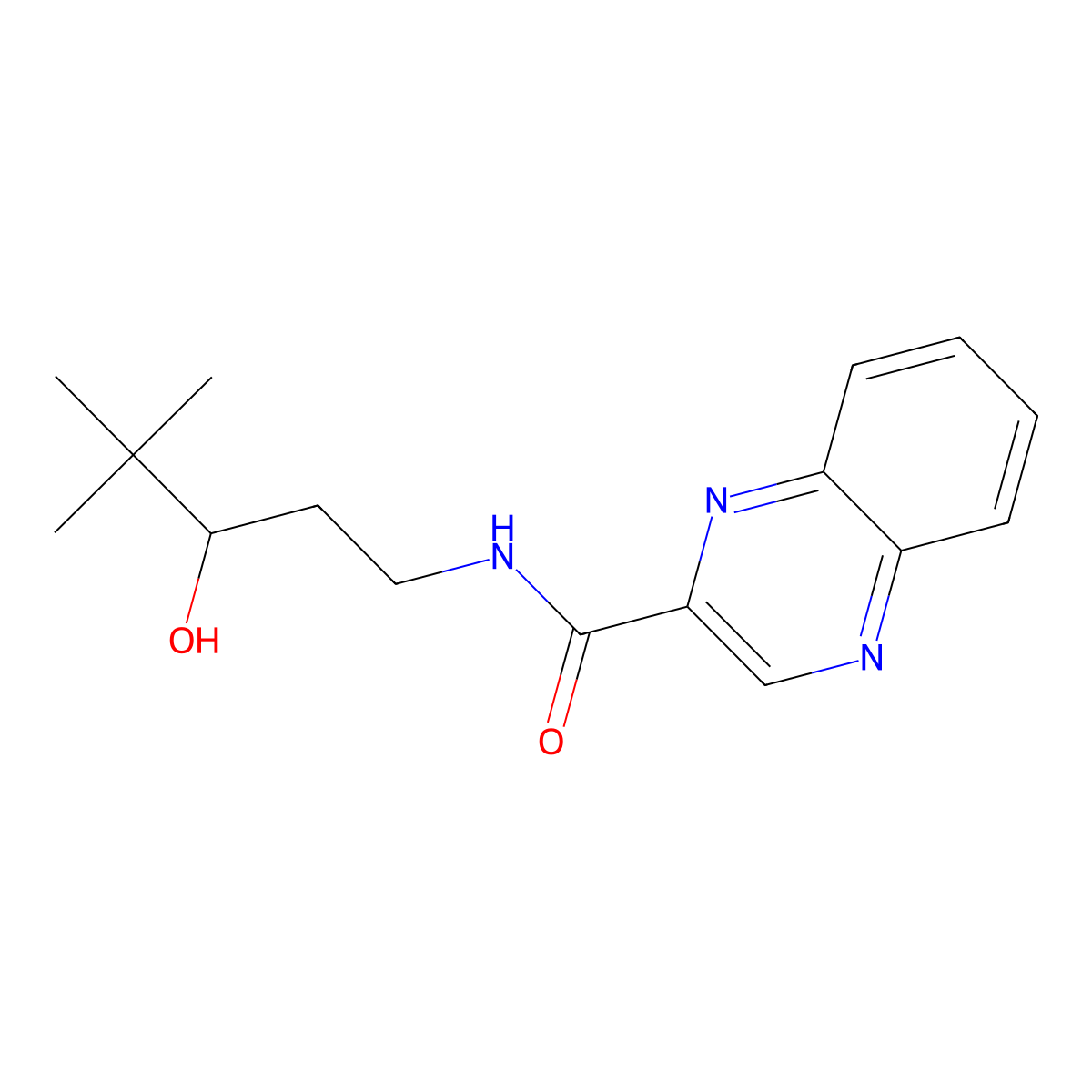 N-(3-hydroxy-4,4-dimethylpentyl)quinoxaline-2-carboxamide molecular structure, CAS 1396881-40-5
