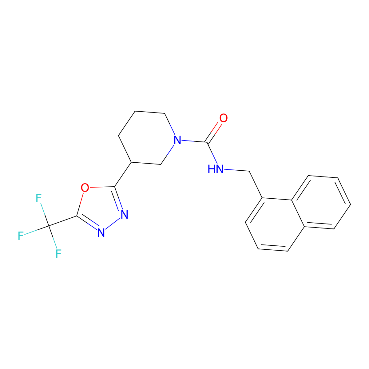 N-(Naphthalen-1-ylmethyl)-3-[5-(trifluoromethyl)-1,3,4-oxadiazol-2-yl]piperidine-1-carboxamide molecular structure, CAS 1396881-49-4