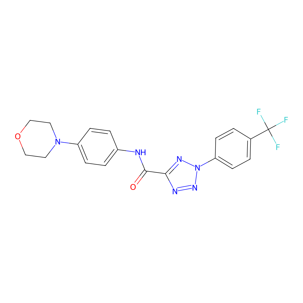 N-(4-morpholinophenyl)-2-(4-(trifluoromethyl)phenyl)-2H-tetrazole-5-carboxamide molecular structure, CAS 1396881-50-7