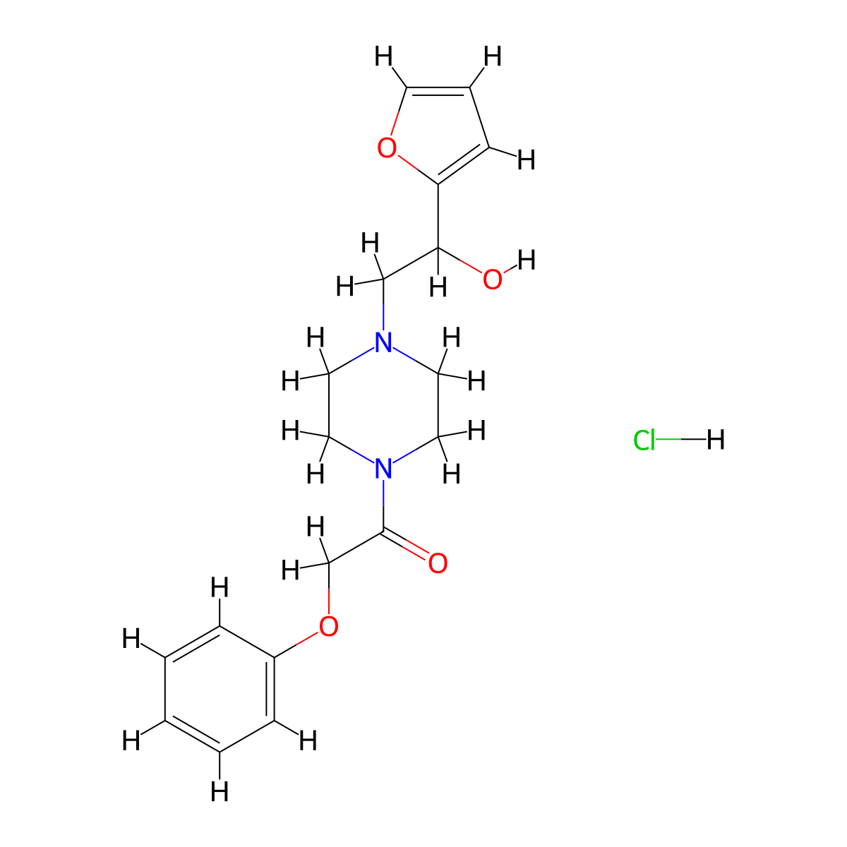1-(4-(2-(Furan-2-yl)-2-hydroxyethyl)piperazin-1-yl)-2-phenoxyethanone hydrochloride molecular structure, CAS 1396881-68-7