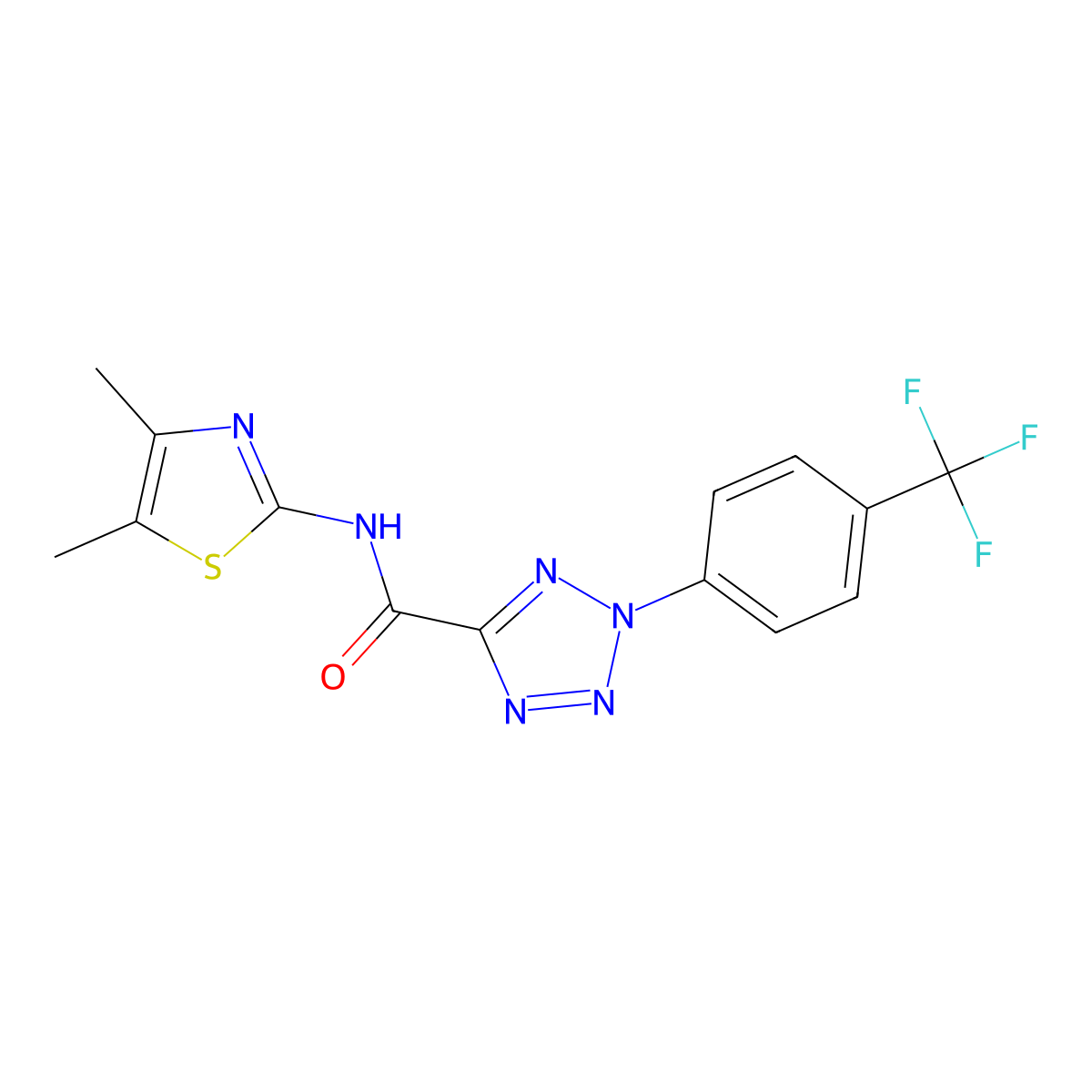 N-(4,5-dimethyl-1,3-thiazol-2-yl)-2-[4-(trifluoromethyl)phenyl]-2H-1,2,3,4-tetrazole-5-carboxamide molecular structure, CAS 1396881-70-1