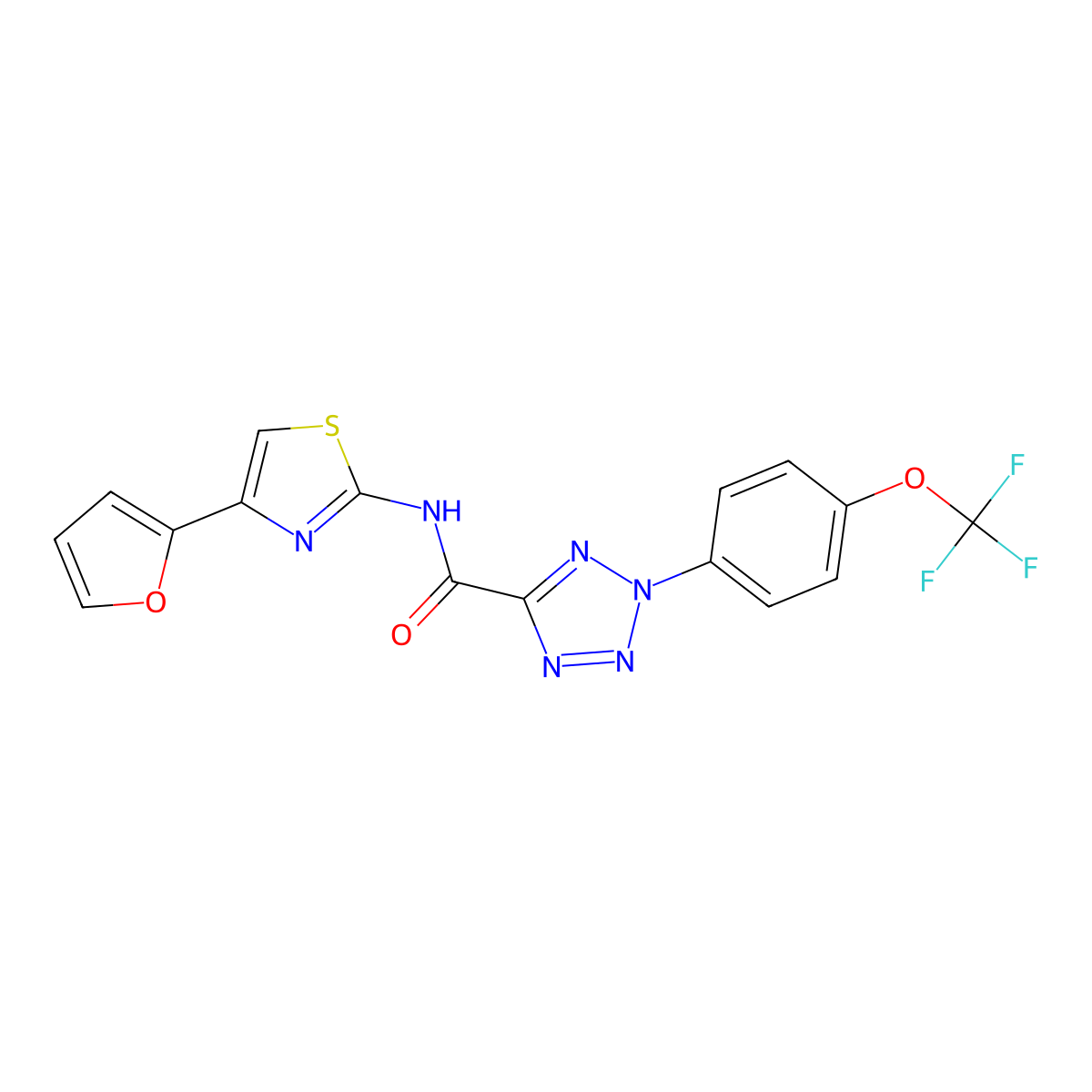 N-(4-(furan-2-yl)thiazol-2-yl)-2-(4-(trifluoromethoxy)phenyl)-2H-tetrazole-5-carboxamide molecular structure, CAS 1396881-75-6