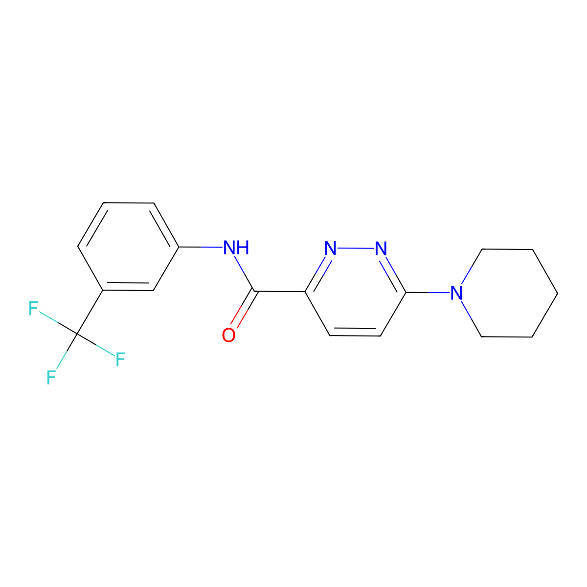 6-(piperidin-1-yl)-N-(3-(trifluoromethyl)phenyl)pyridazine-3-carboxamide molecular structure, CAS 1396881-85-8