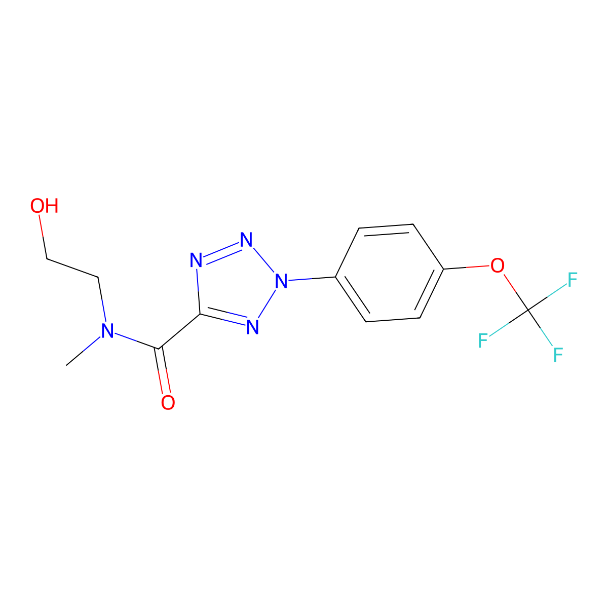 N-(2-hydroxyethyl)-N-methyl-2-(4-(trifluoromethoxy)phenyl)-2H-tetrazole-5-carboxamide molecular structure, CAS 1396881-89-2