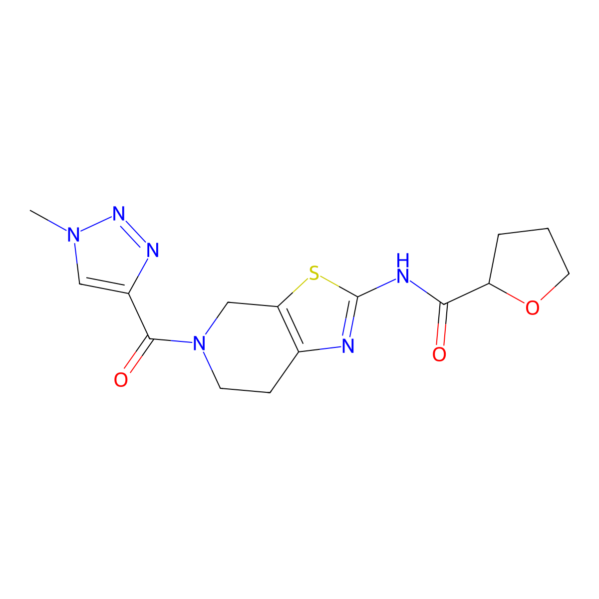 N-(5-(1-methyl-1H-1,2,3-triazole-4-carbonyl)-4,5,6,7-tetrahydrothiazolo[5,4-c]pyridin-2-yl)tetrahydrofuran-2-carboxamide molecular structure, CAS 1396882-05-5