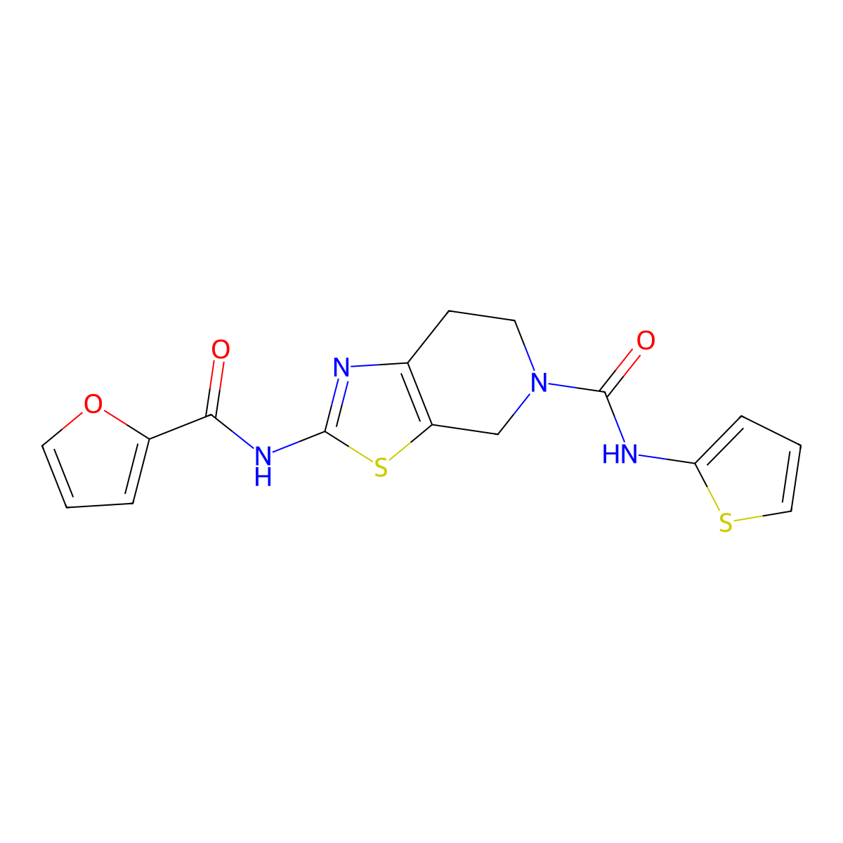2-(furan-2-carboxamido)-N-(thiophen-2-yl)-6,7-dihydrothiazolo[5,4-c]pyridine-5(4H)-carboxamide molecular structure, CAS 1396882-08-8