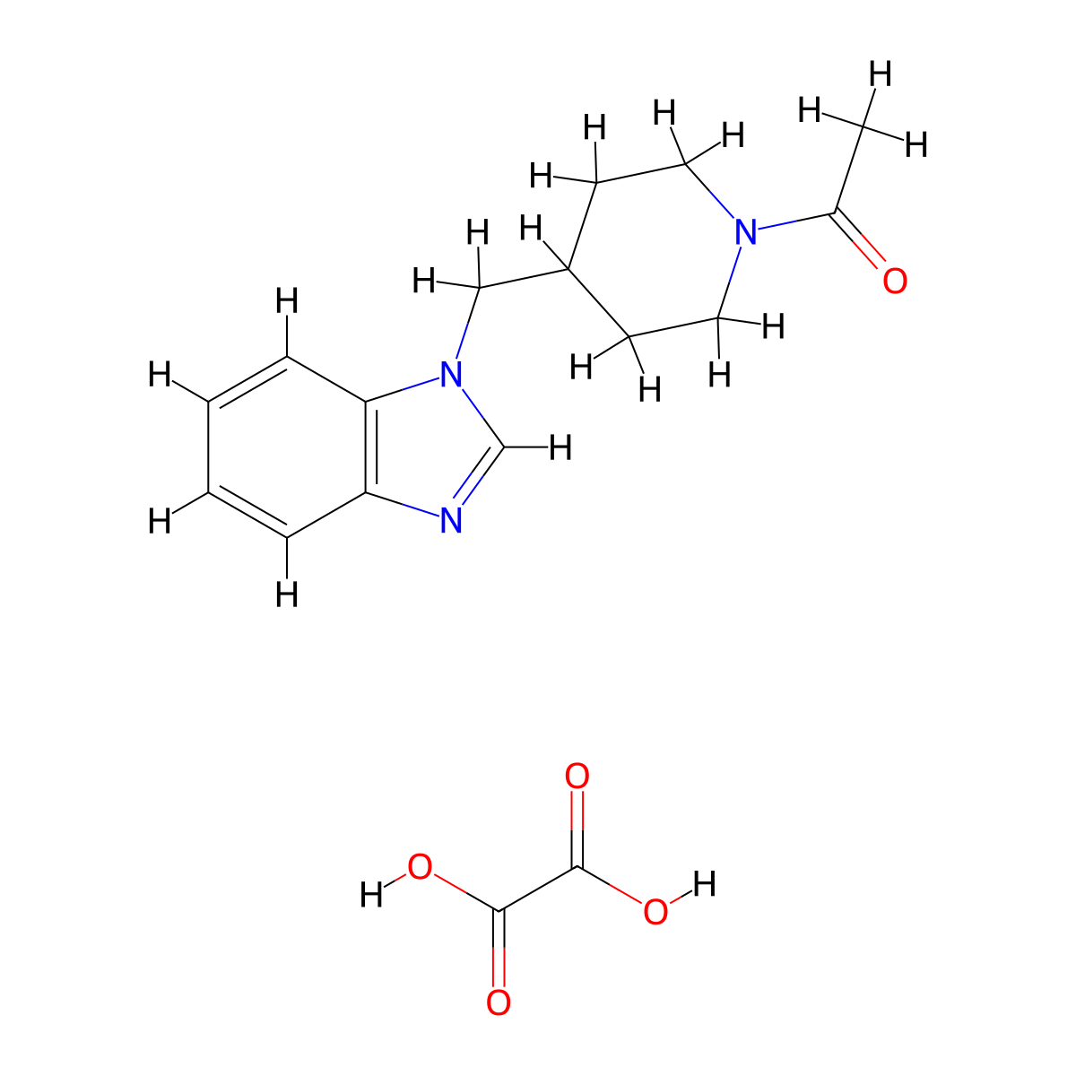 1-(4-((1H-benzo[d]imidazol-1-yl)methyl)piperidin-1-yl)ethanone oxalate molecular structure, CAS 1396882-13-5