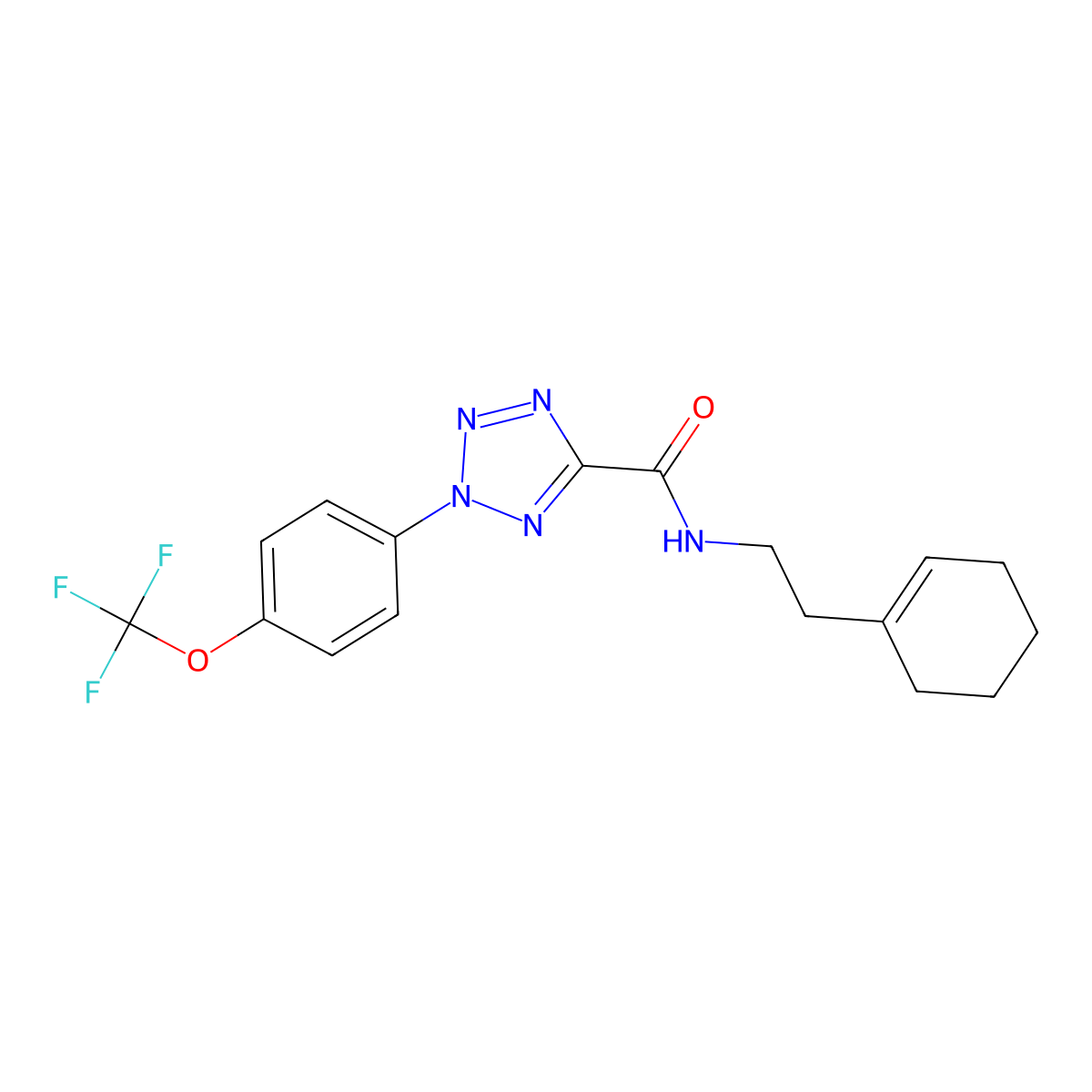 N-(2-(cyclohex-1-en-1-yl)ethyl)-2-(4-(trifluoromethoxy)phenyl)-2H-tetrazole-5-carboxamide molecular structure, CAS 1396882-14-6
