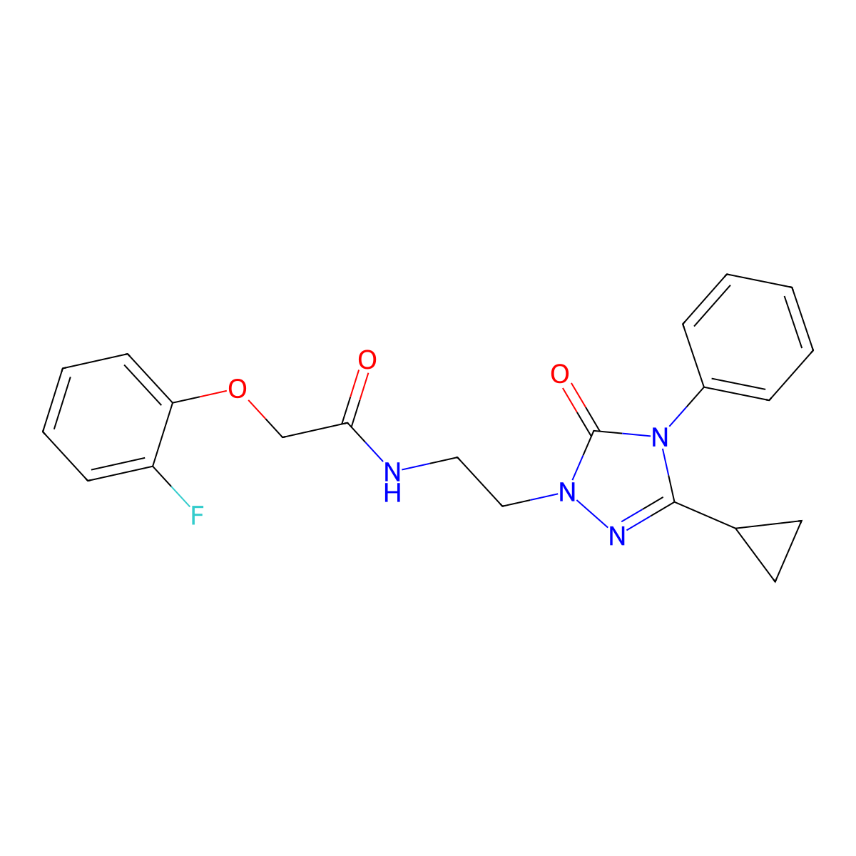 N-[2-(3-cyclopropyl-5-oxo-4-phenyl-4,5-dihydro-1H-1,2,4-triazol-1-yl)ethyl]-2-(2-fluorophenoxy)acetamide molecular structure, CAS 1396882-15-7