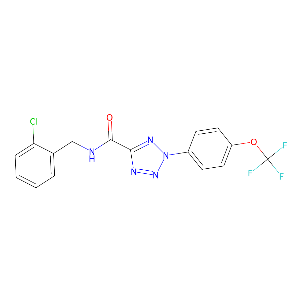 N-(2-chlorobenzyl)-2-(4-(trifluoromethoxy)phenyl)-2H-tetrazole-5-carboxamide molecular structure, CAS 1396882-22-6