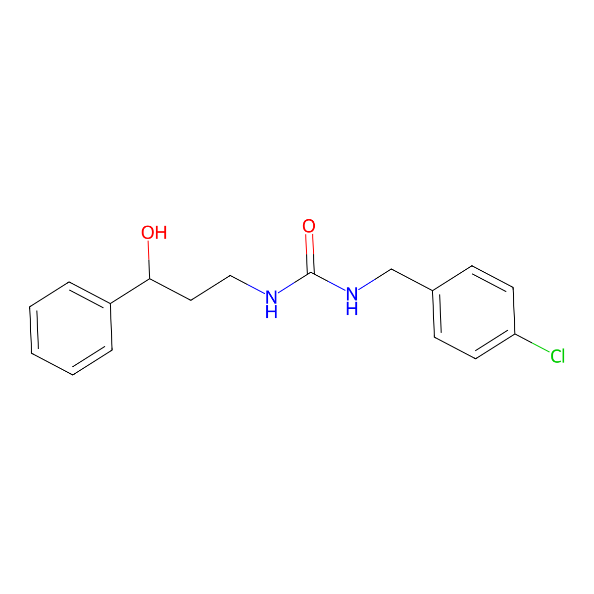 1-(4-Chlorobenzyl)-3-(3-hydroxy-3-phenylpropyl)urea molecular structure, CAS 1396882-25-9