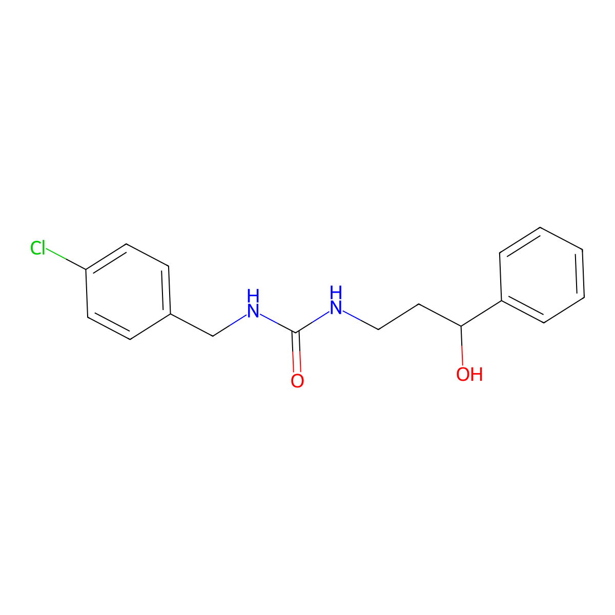 1-(4-Chlorobenzyl)-3-(3-hydroxy-3-phenylpropyl)urea molecular structure, CAS 1396882-25-9