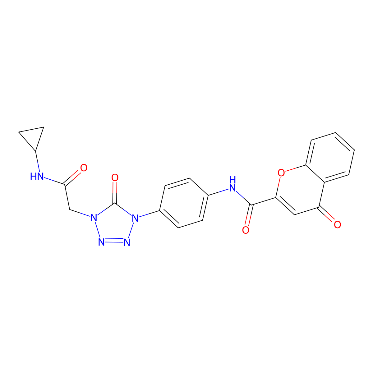 N-(4-{4-[(cyclopropylcarbamoyl)methyl]-5-oxo-4,5-dihydro-1H-1,2,3,4-tetrazol-1-yl}phenyl)-4-oxo-4H-chromene-2-carboxamide molecular structure, CAS 1396882-26-0