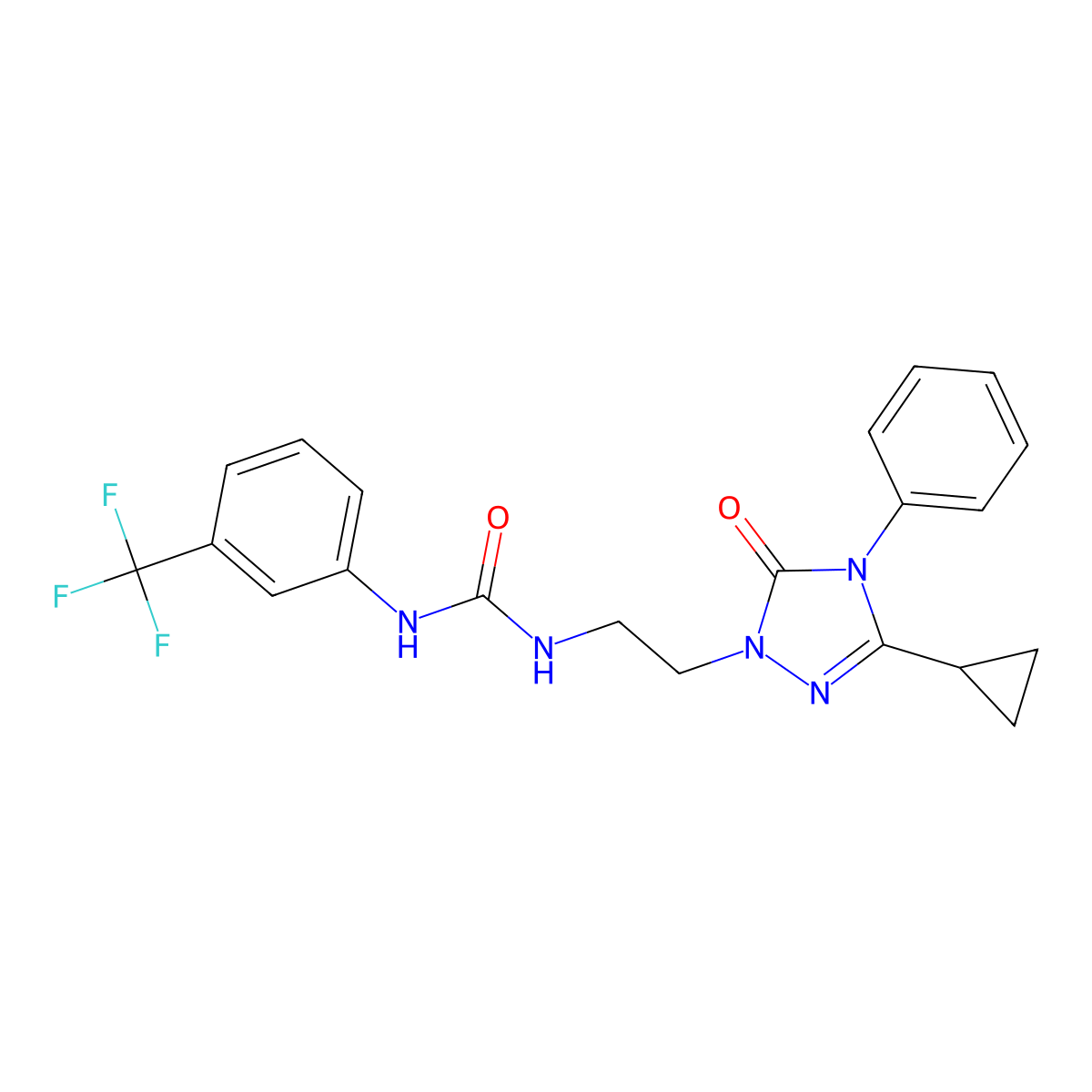 1-(2-(3-cyclopropyl-5-oxo-4-phenyl-4,5-dihydro-1H-1,2,4-triazol-1-yl)ethyl)-3-(3-(trifluoromethyl)phenyl)urea molecular structure, CAS 1396882-31-7