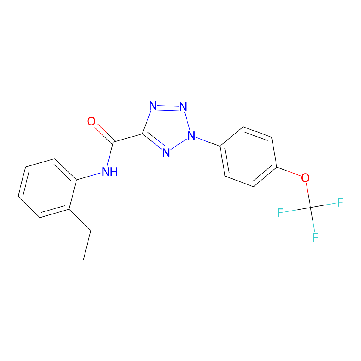 N-(2-ethylphenyl)-2-(4-(trifluoromethoxy)phenyl)-2H-tetrazole-5-carboxamide molecular structure, CAS 1396882-33-9