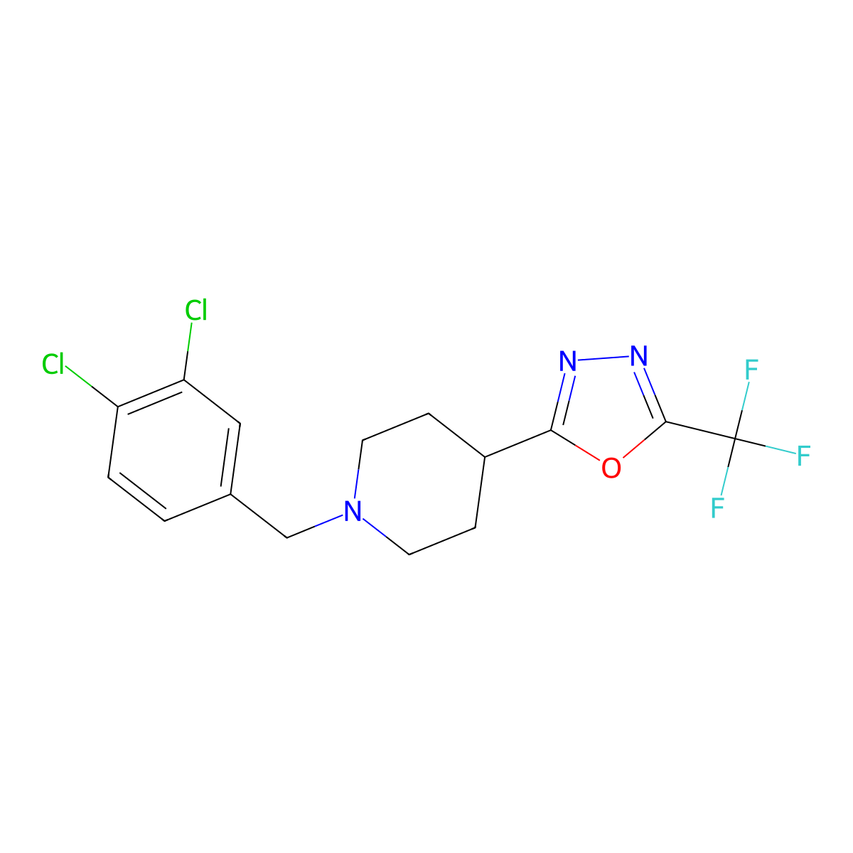 2-(1-(3,4-Dichlorobenzyl)piperidin-4-yl)-5-(trifluoromethyl)-1,3,4-oxadiazole molecular structure, CAS 1396882-37-3