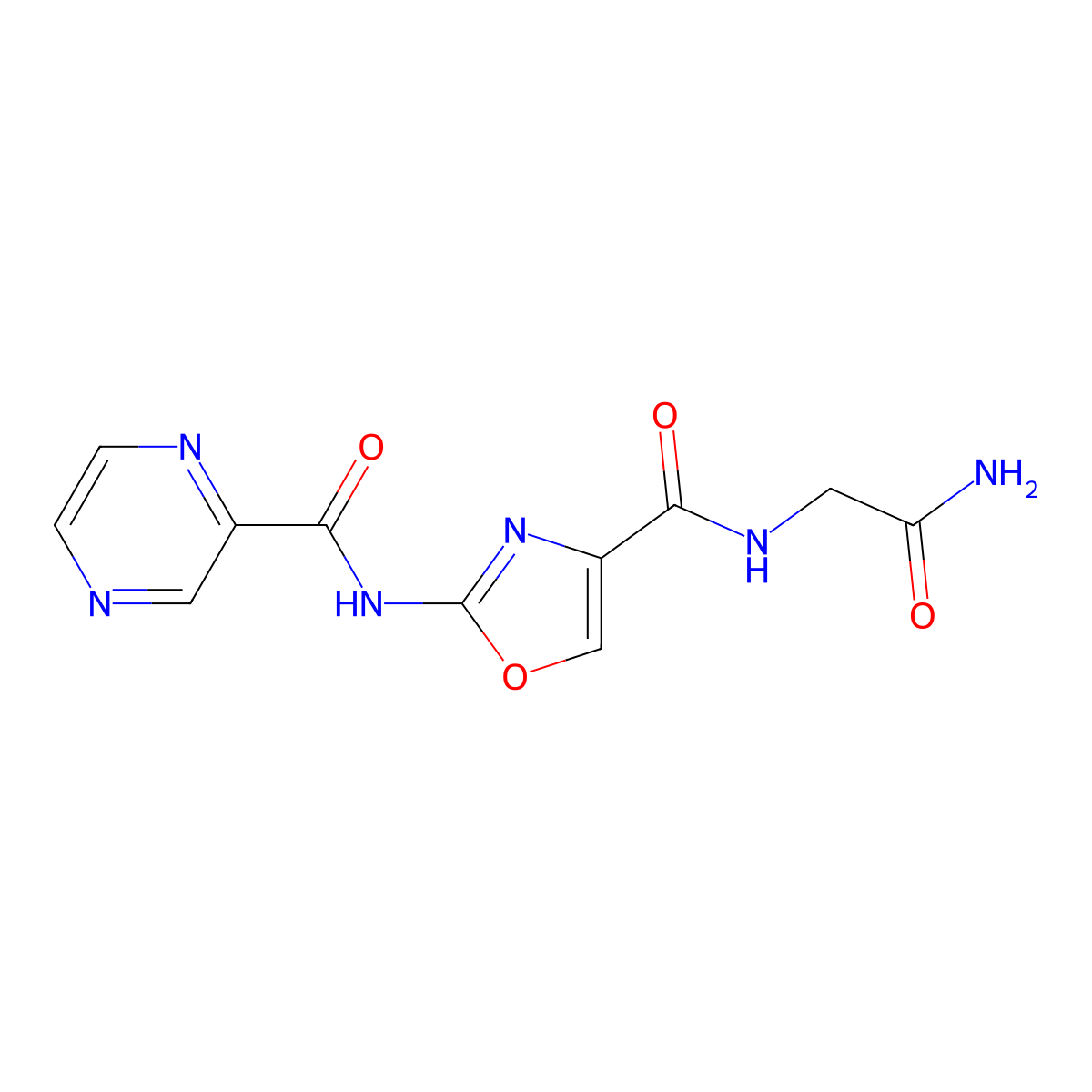 N-(2-amino-2-oxoethyl)-2-(pyrazine-2-carboxamido)oxazole-4-carboxamide molecular structure, CAS 1396882-38-4