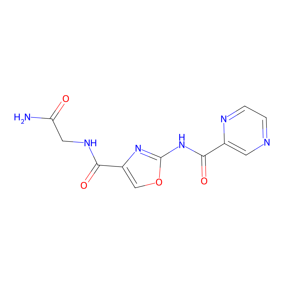 N-(2-amino-2-oxoethyl)-2-(pyrazine-2-carboxamido)oxazole-4-carboxamide molecular structure, CAS 1396882-38-4