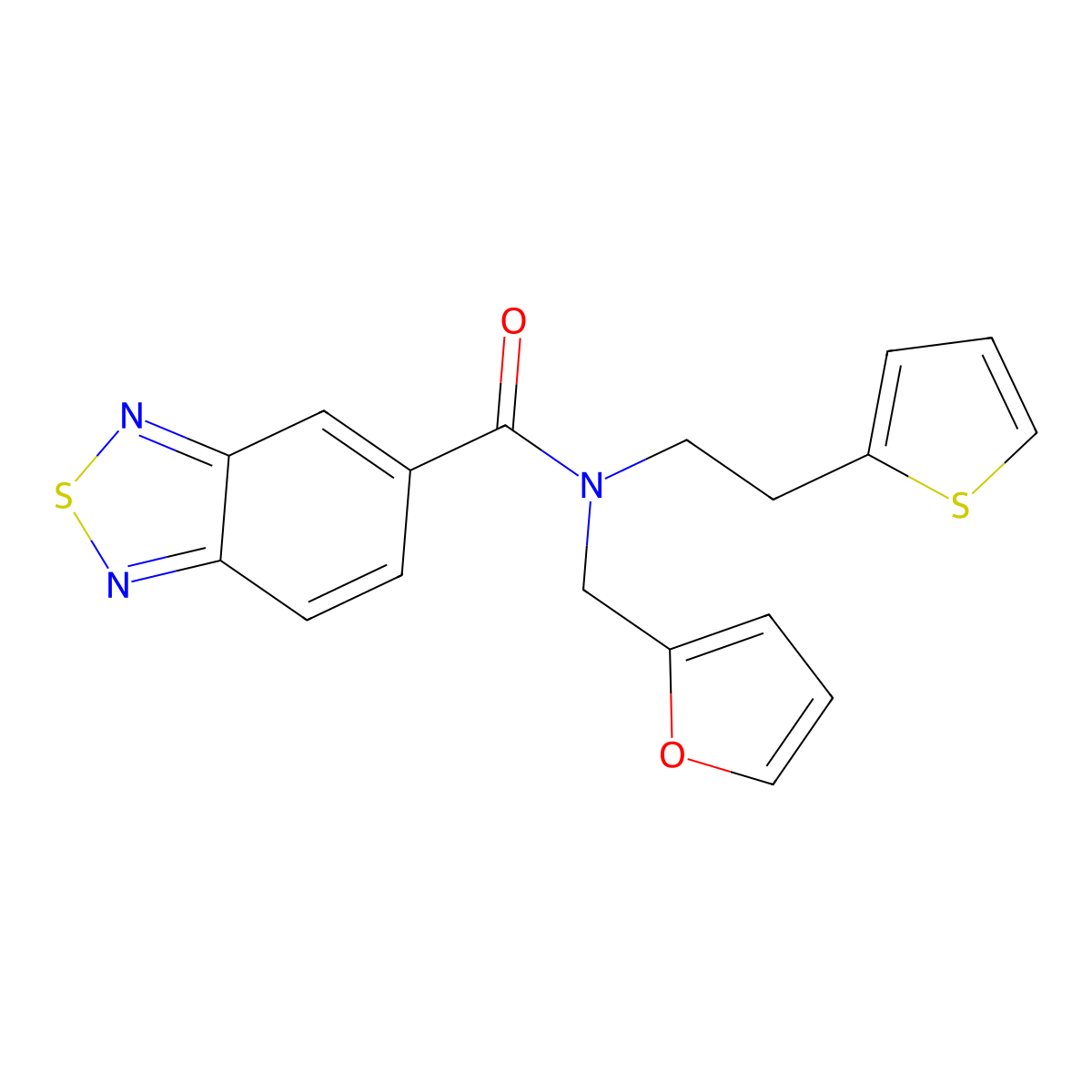 N-(furan-2-ylmethyl)-N-(2-(thiophen-2-yl)ethyl)benzo[c][1,2,5]thiadiazole-5-carboxamide molecular structure, CAS 1396882-40-8
