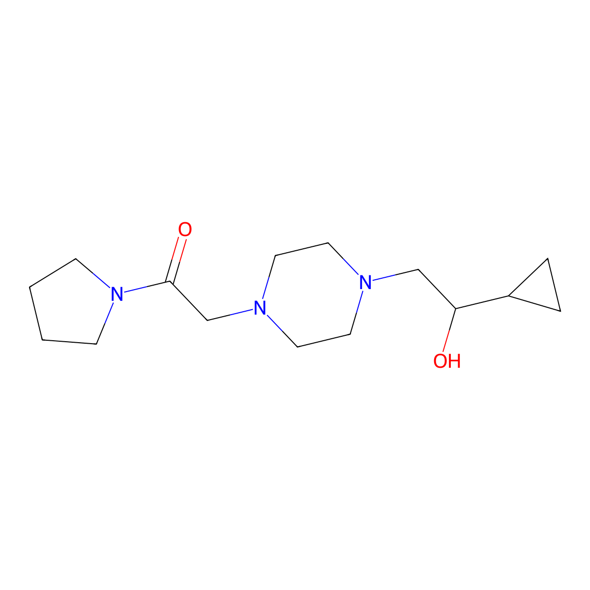 2-(4-(2-Cyclopropyl-2-hydroxyethyl)piperazin-1-yl)-1-(pyrrolidin-1-yl)ethanone molecular structure, CAS 1396882-49-7