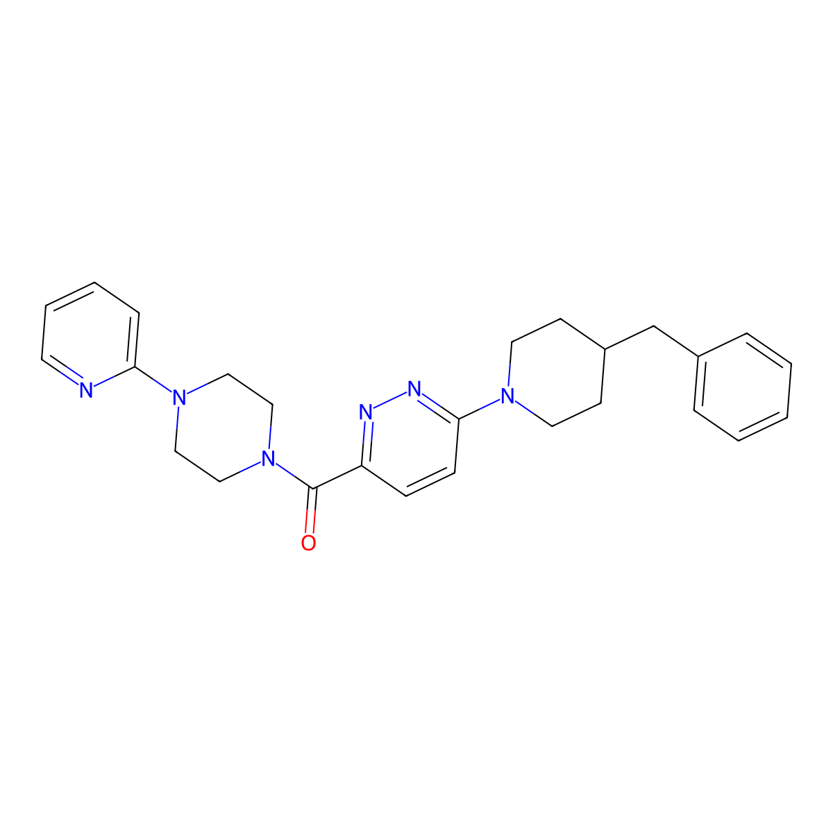(6-(4-Benzylpiperidin-1-yl)pyridazin-3-yl)(4-(pyridin-2-yl)piperazin-1-yl)methanone molecular structure, CAS 1396882-50-0