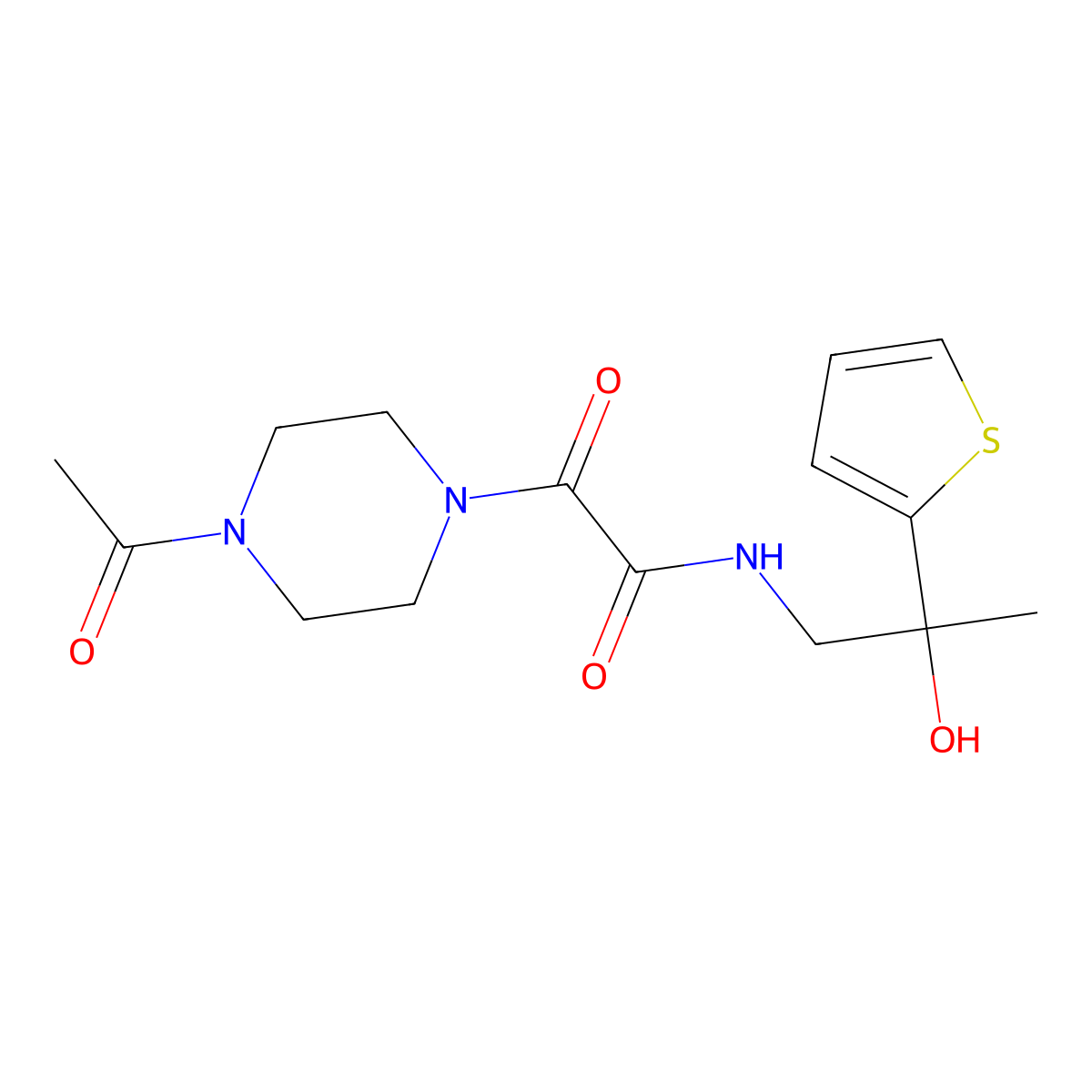 2-(4-acetylpiperazin-1-yl)-N-[2-hydroxy-2-(thiophen-2-yl)propyl]-2-oxoacetamide molecular structure, CAS 1396882-52-2