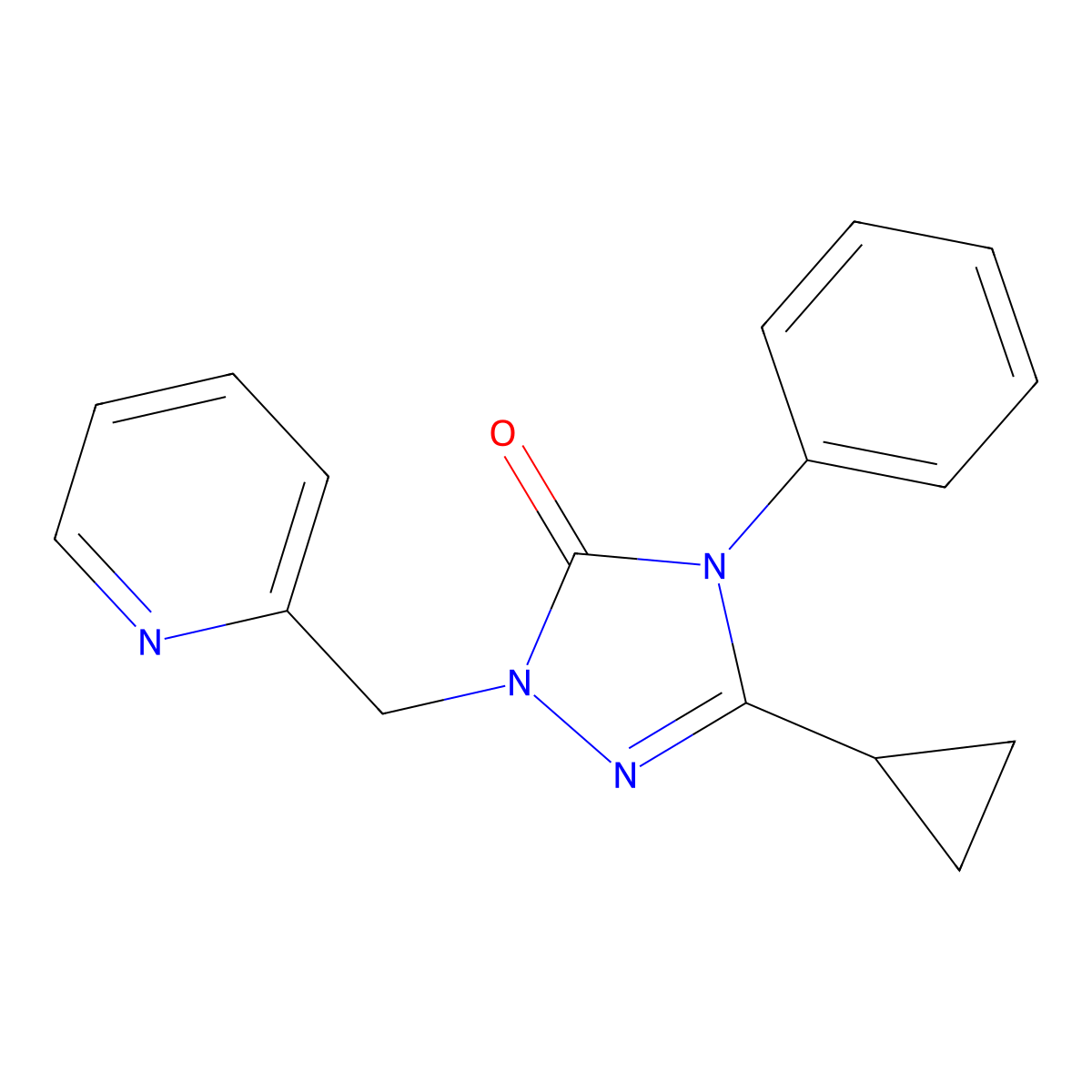 3-cyclopropyl-4-phenyl-1-(pyridin-2-ylmethyl)-1H-1,2,4-triazol-5(4H)-one molecular structure, CAS 1396882-54-4