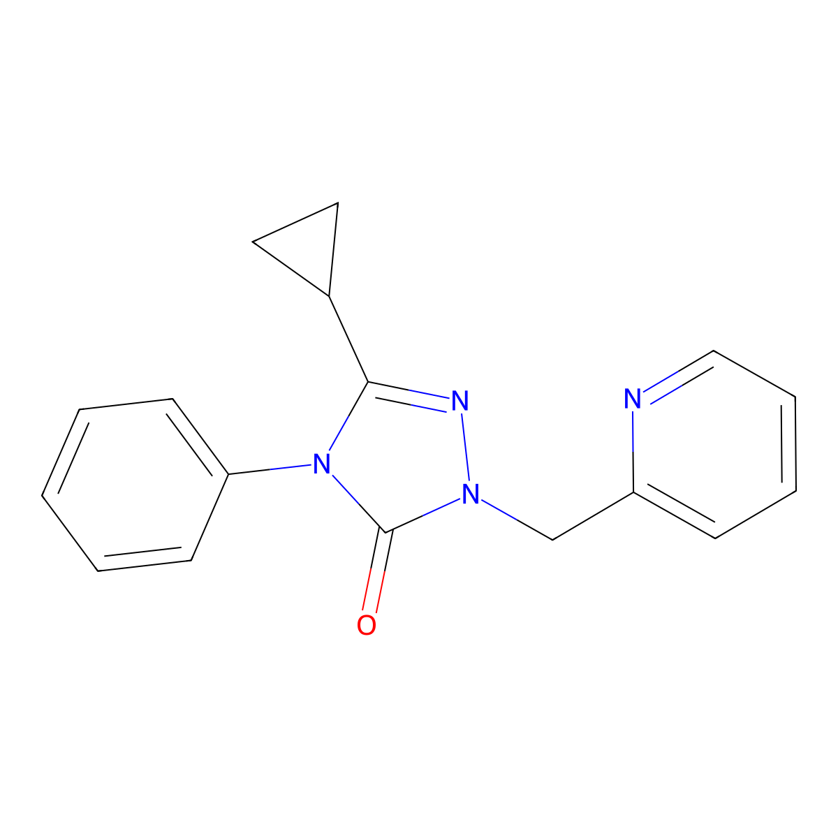 3-cyclopropyl-4-phenyl-1-(pyridin-2-ylmethyl)-1H-1,2,4-triazol-5(4H)-one molecular structure, CAS 1396882-54-4