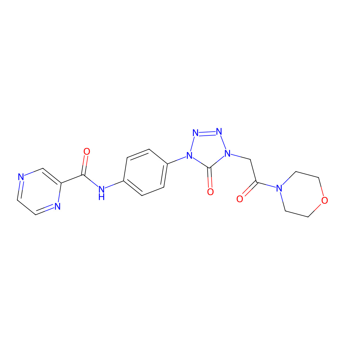 N-(4-(4-(2-morpholino-2-oxoethyl)-5-oxo-4,5-dihydro-1H-tetrazol-1-yl)phenyl)pyrazine-2-carboxamide molecular structure, CAS 1396882-55-5