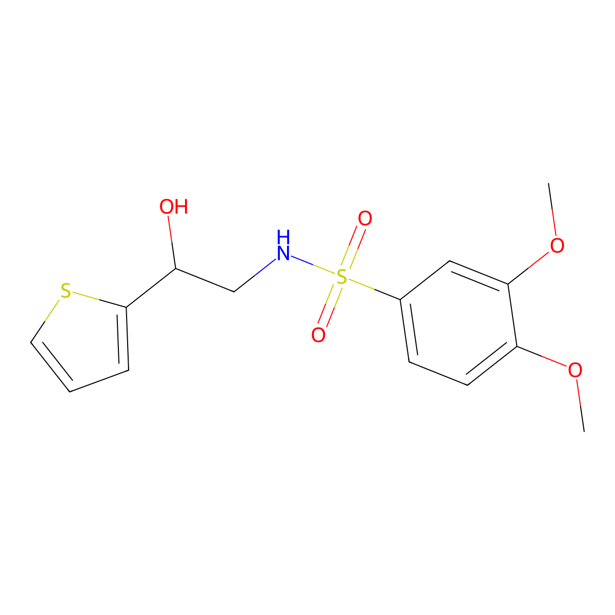 N-(2-hydroxy-2-(thiophen-2-yl)ethyl)-3,4-dimethoxybenzenesulfonamide molecular structure, CAS 1396882-57-7