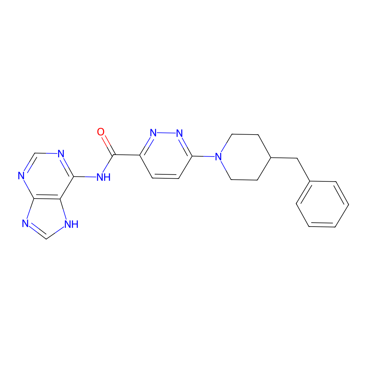 6-(4-benzylpiperidin-1-yl)-N-(9H-purin-6-yl)pyridazine-3-carboxamide molecular structure, CAS 1396882-58-8