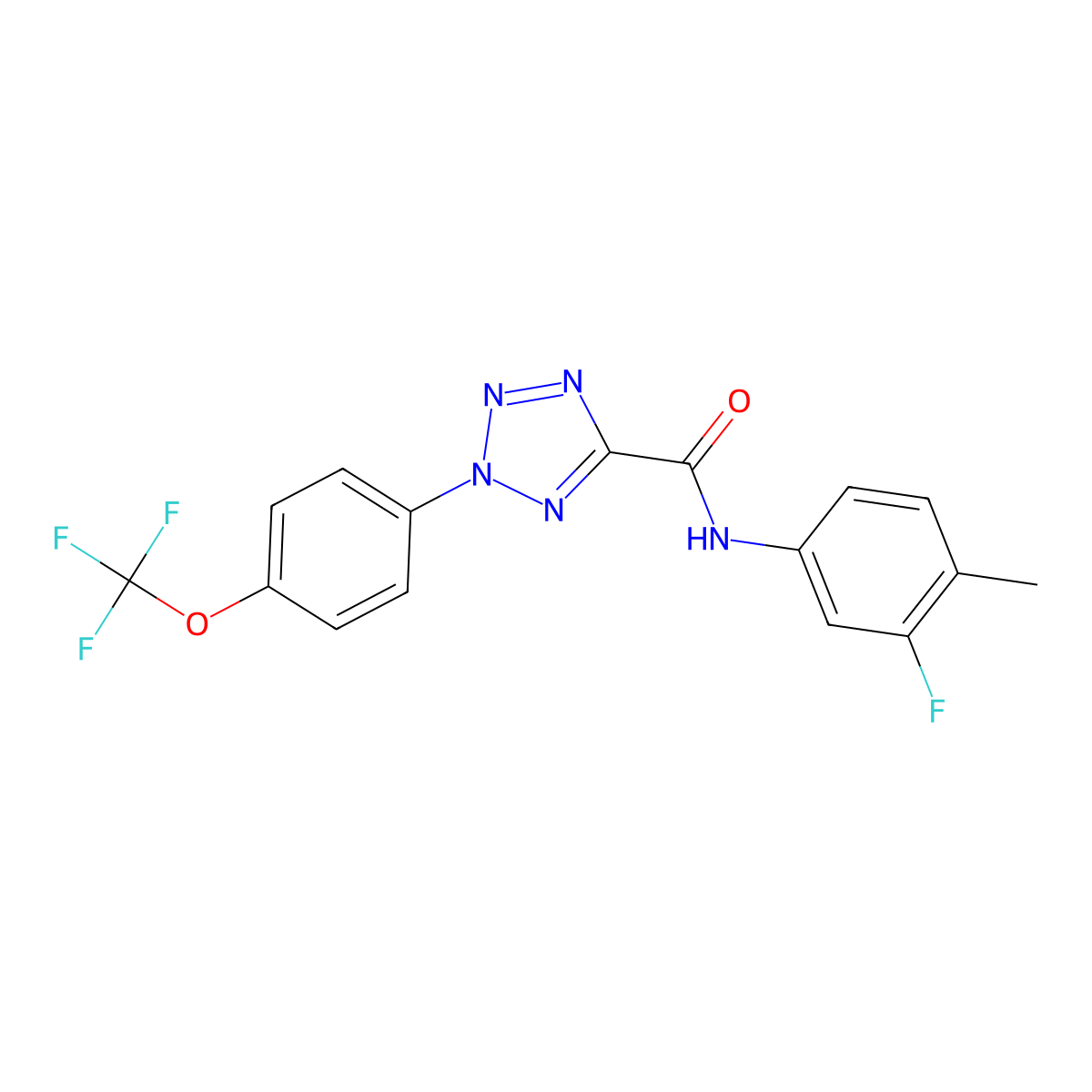 N-(3-fluoro-4-methylphenyl)-2-(4-(trifluoromethoxy)phenyl)-2H-tetrazole-5-carboxamide molecular structure, CAS 1396882-59-9