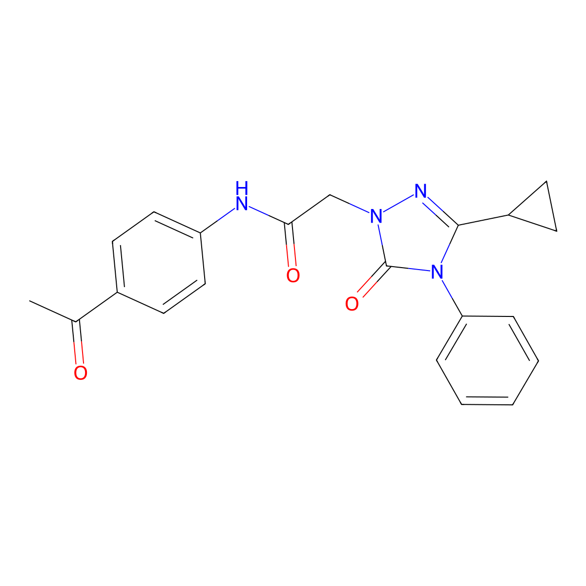 N-(4-acetylphenyl)-2-(3-cyclopropyl-5-oxo-4-phenyl-4,5-dihydro-1H-1,2,4-triazol-1-yl)acetamide molecular structure, CAS 1396882-62-4