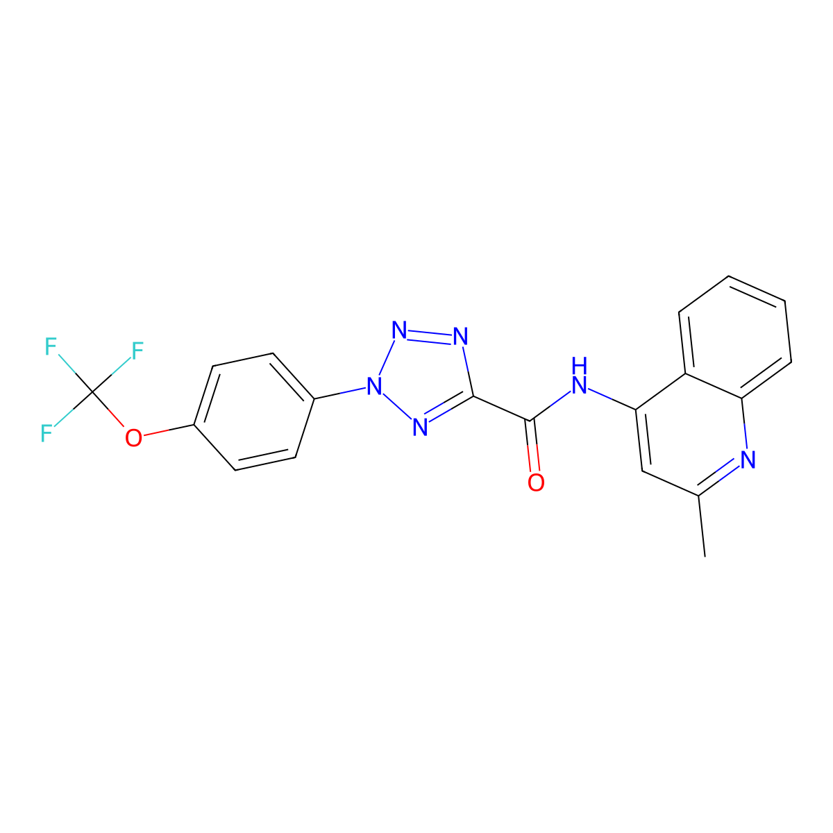 N-(2-methylquinolin-4-yl)-2-(4-(trifluoromethoxy)phenyl)-2H-tetrazole-5-carboxamide molecular structure, CAS 1396882-63-5