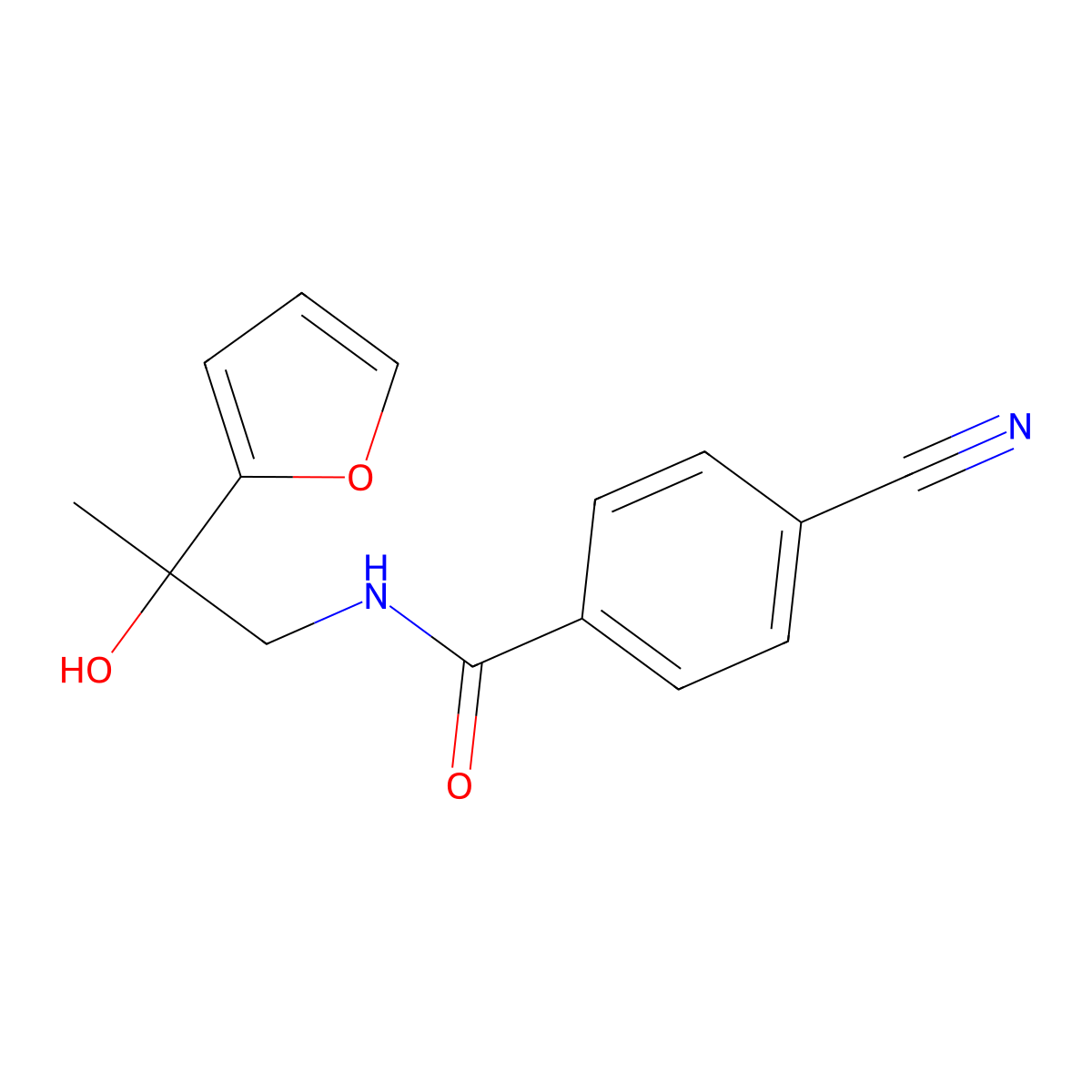 4-cyano-N-[2-(furan-2-yl)-2-hydroxypropyl]benzamide molecular structure, CAS 1396882-64-6