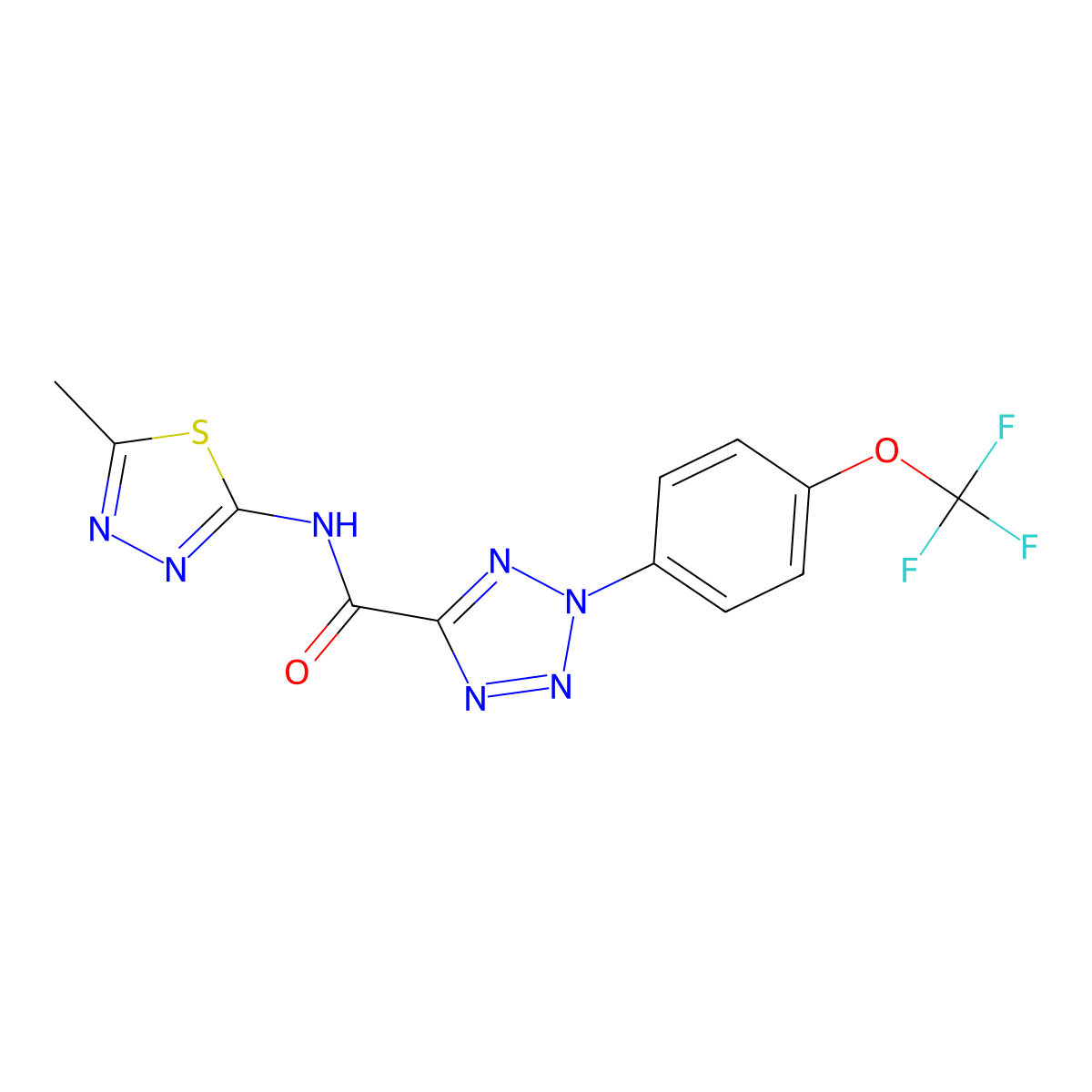 N-(5-methyl-1,3,4-thiadiazol-2-yl)-2-(4-(trifluoromethoxy)phenyl)-2H-tetrazole-5-carboxamide molecular structure, CAS 1396882-69-1