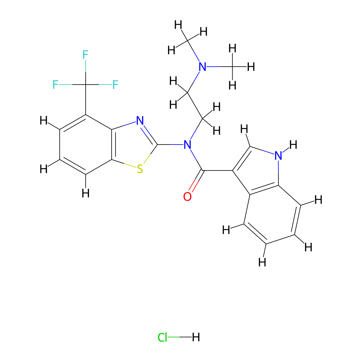 N-[2-(Dimethylamino)ethyl]-N-[4-(trifluoromethyl)-1,3-benzothiazol-2-YL]-1H-indole-3-carboxamide hydrochloride molecular structure, CAS 1396882-70-4
