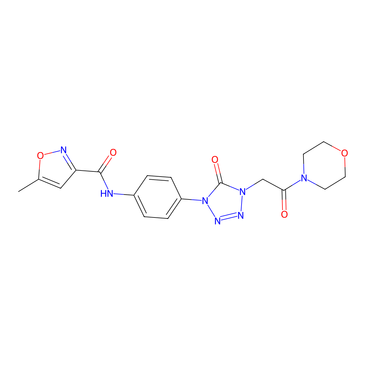 5-methyl-N-(4-(4-(2-morpholino-2-oxoethyl)-5-oxo-4,5-dihydro-1H-tetrazol-1-yl)phenyl)isoxazole-3-carboxamide molecular structure, CAS 1396882-73-7