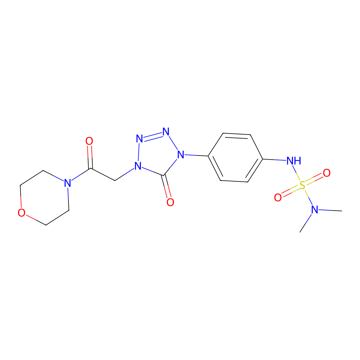 1-{4-[(dimethylsulfamoyl)amino]phenyl}-4-[2-(morpholin-4-yl)-2-oxoethyl]-4,5-dihydro-1H-1,2,3,4-tetrazol-5-one molecular structure, CAS 1396882-74-8
