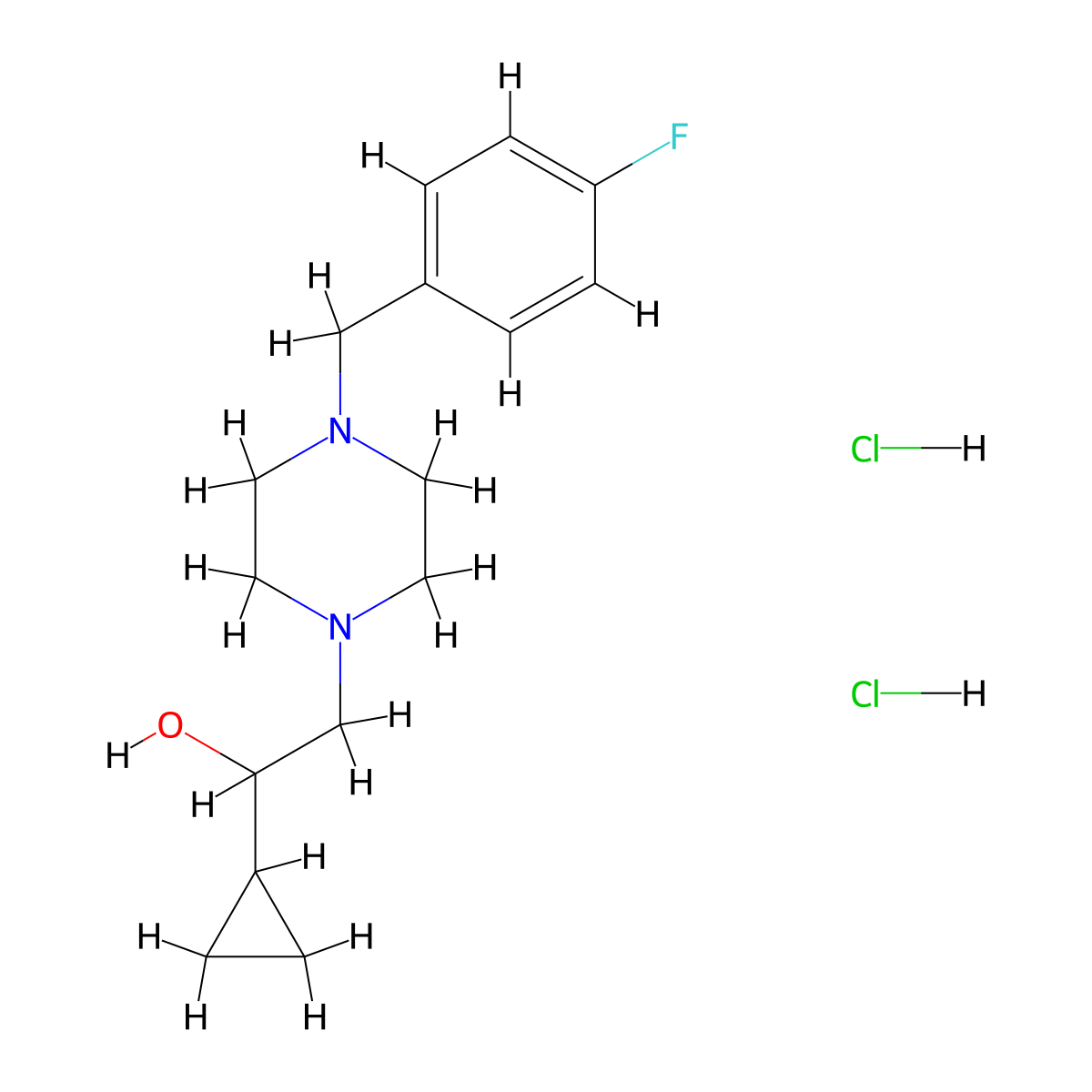1-Cyclopropyl-2-(4-(4-fluorobenzyl)piperazin-1-yl)ethanol dihydrochloride molecular structure, CAS 1396882-75-9