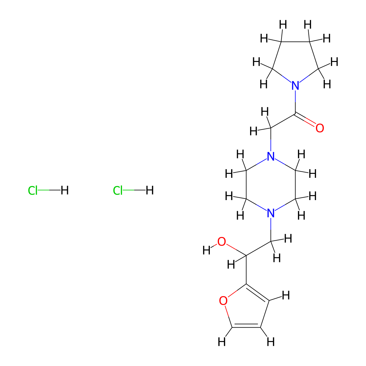 2-(4-(2-(Furan-2-yl)-2-hydroxyethyl)piperazin-1-yl)-1-(pyrrolidin-1-yl)ethanone dihydrochloride molecular structure, CAS 1396882-78-2