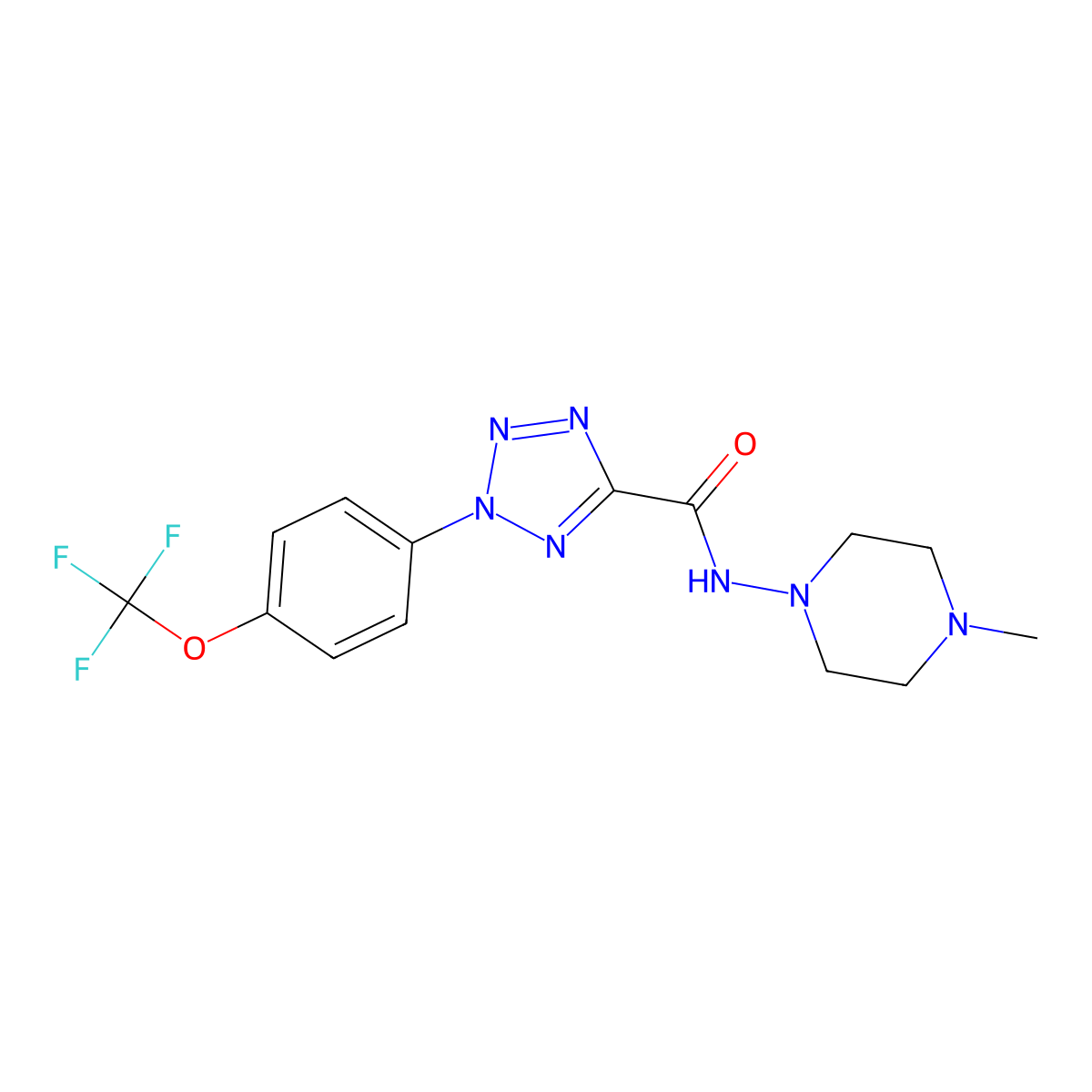 N-(4-methylpiperazin-1-yl)-2-(4-(trifluoromethoxy)phenyl)-2H-tetrazole-5-carboxamide molecular structure, CAS 1396882-80-6
