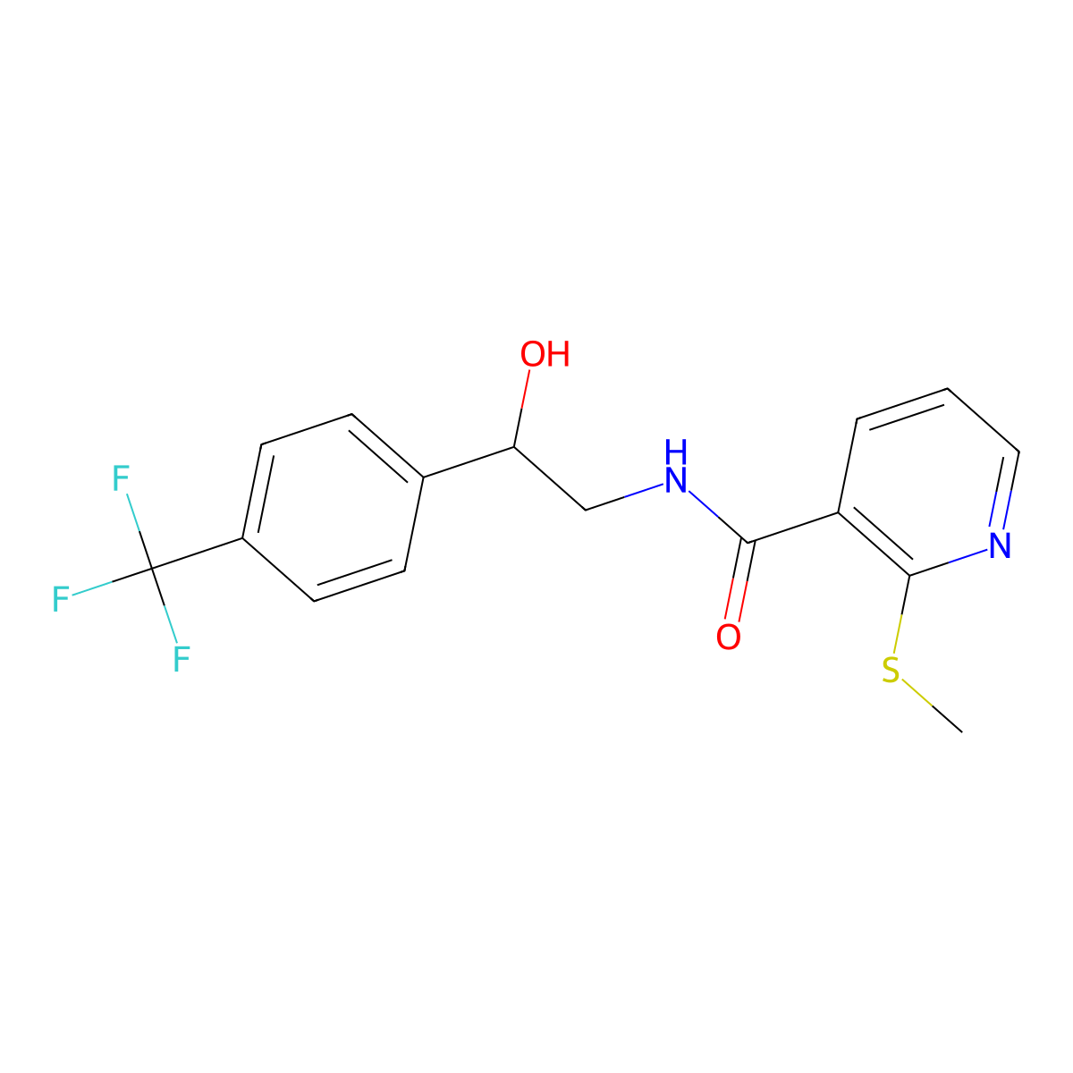 N-(2-hydroxy-2-(4-(trifluoromethyl)phenyl)ethyl)-2-(methylthio)nicotinamide molecular structure, CAS 1396882-87-3