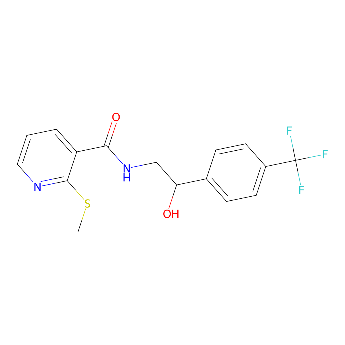 N-(2-hydroxy-2-(4-(trifluoromethyl)phenyl)ethyl)-2-(methylthio)nicotinamide molecular structure, CAS 1396882-87-3