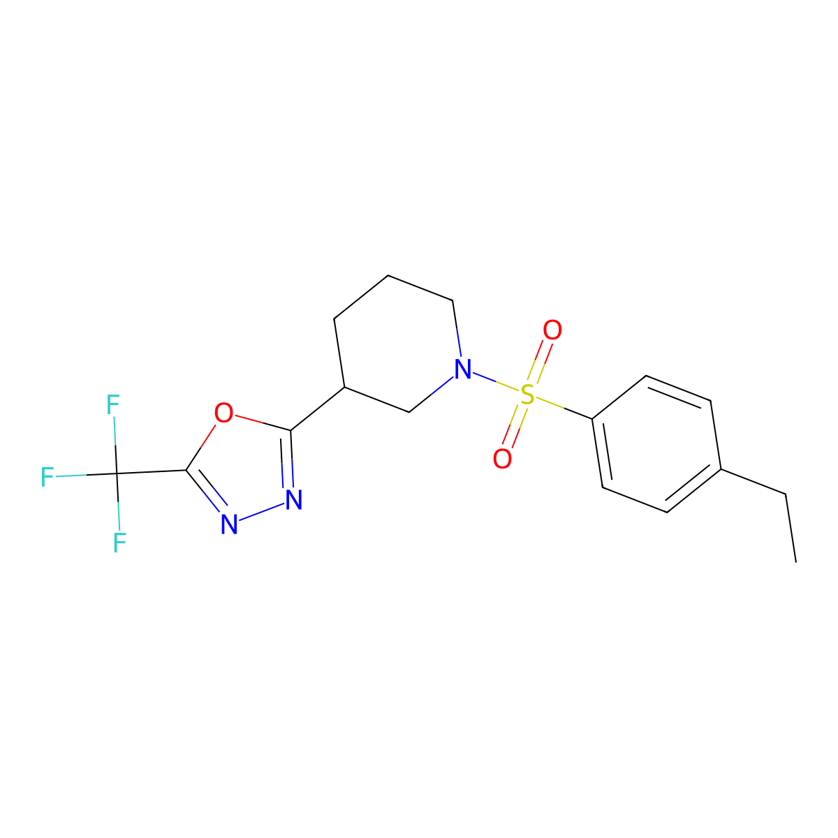 2-(1-((4-Ethylphenyl)sulfonyl)piperidin-3-yl)-5-(trifluoromethyl)-1,3,4-oxadiazole molecular structure, CAS 1396882-88-4
